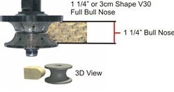 Shape V 1 1/4" Full Bull Nose 3cm V30 Wet/Dry